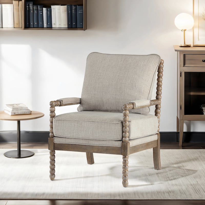 Spindle Chair with Gourd-Shaped Wood Frame - Single - Cherry-Cream