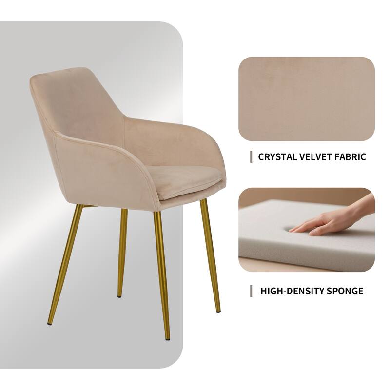 Velvet Dining Chairs Set of 2, Modern Upholstered Dining Chairs with Metal Legs, Modern Accent Chairs for Dining Room,Kitchen