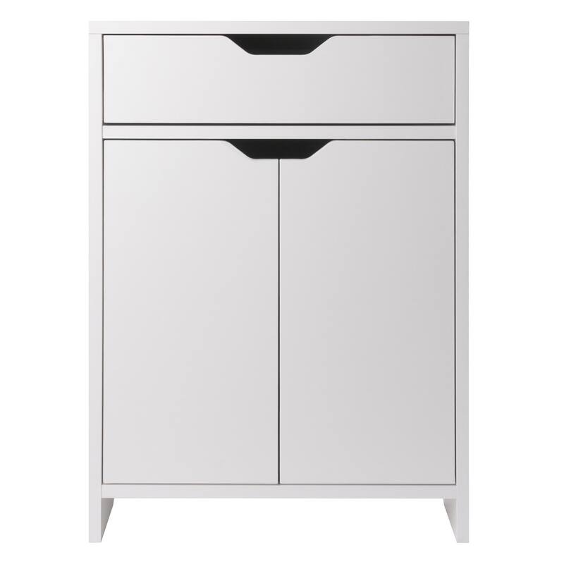Two Shelf Storage Cabinet with Drawer - 26.25" - White