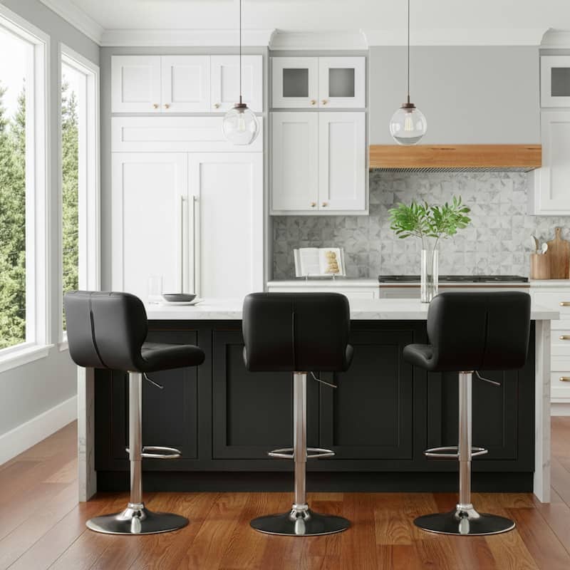 Adler Faux-leather and Metal Adjustable-height Bar Stool (Set of 2)