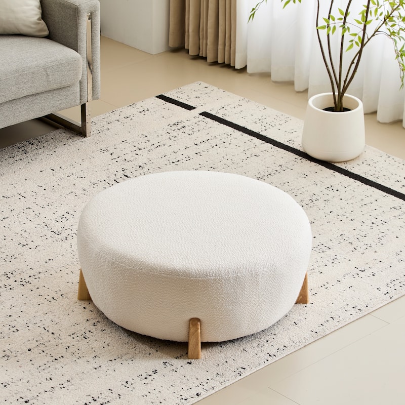 Christopher Knight Home - Jessica Modern Round Ottoman with Chenille Upholstery