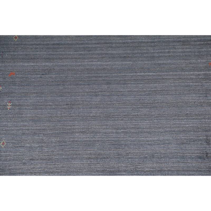 Blue & Gray Gabbeh Oriental Area Rug Handmade Wool Carpet - 6'7" x 9'7"