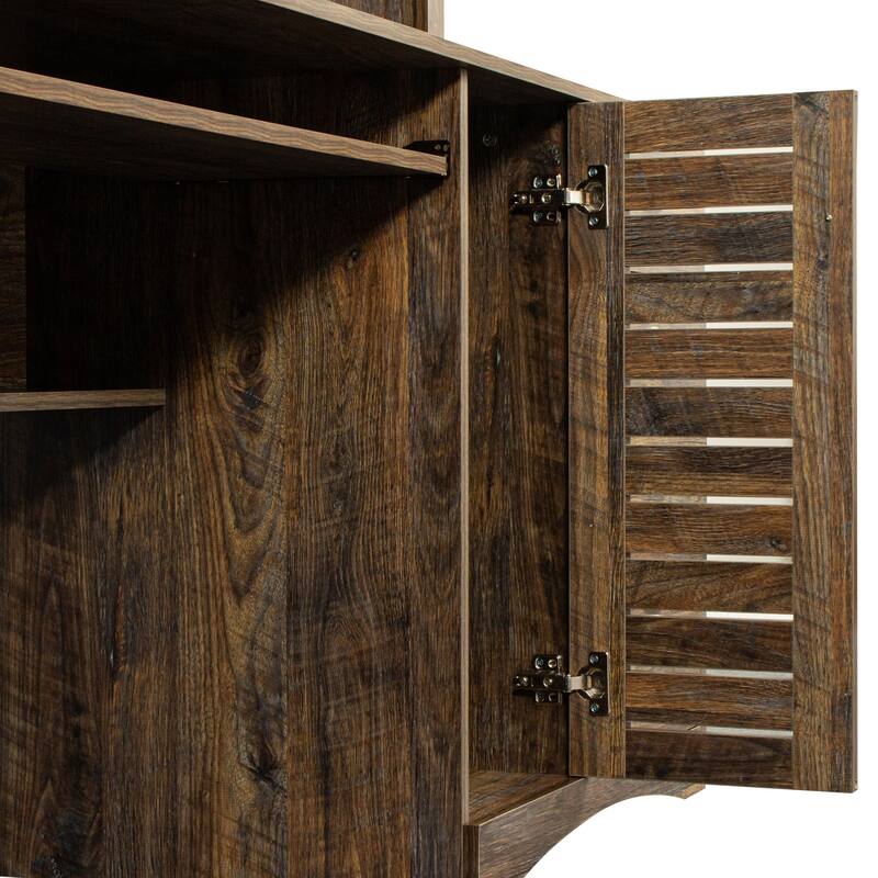 Home Office Computer Desk with Hutch,Dark brown