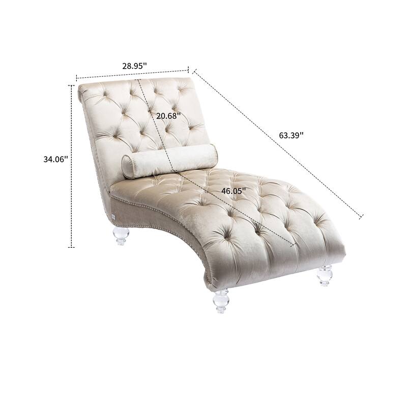 Elegant Stylish Velvet Upholstered Leisure Lounge Chair with Transparent Acrylic Legs
