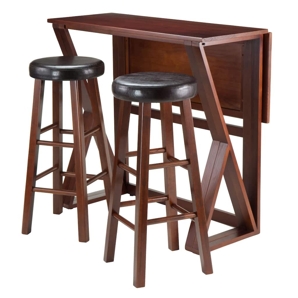 Harrington 3-Pc Drop Leaf High Table, 2-29 Cushion Round Seat Stools