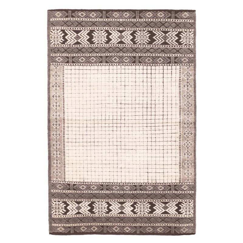 ECARPETGALLERY Hand-knotted Tangier Cream Wool Rug - 5'2 x 8'3