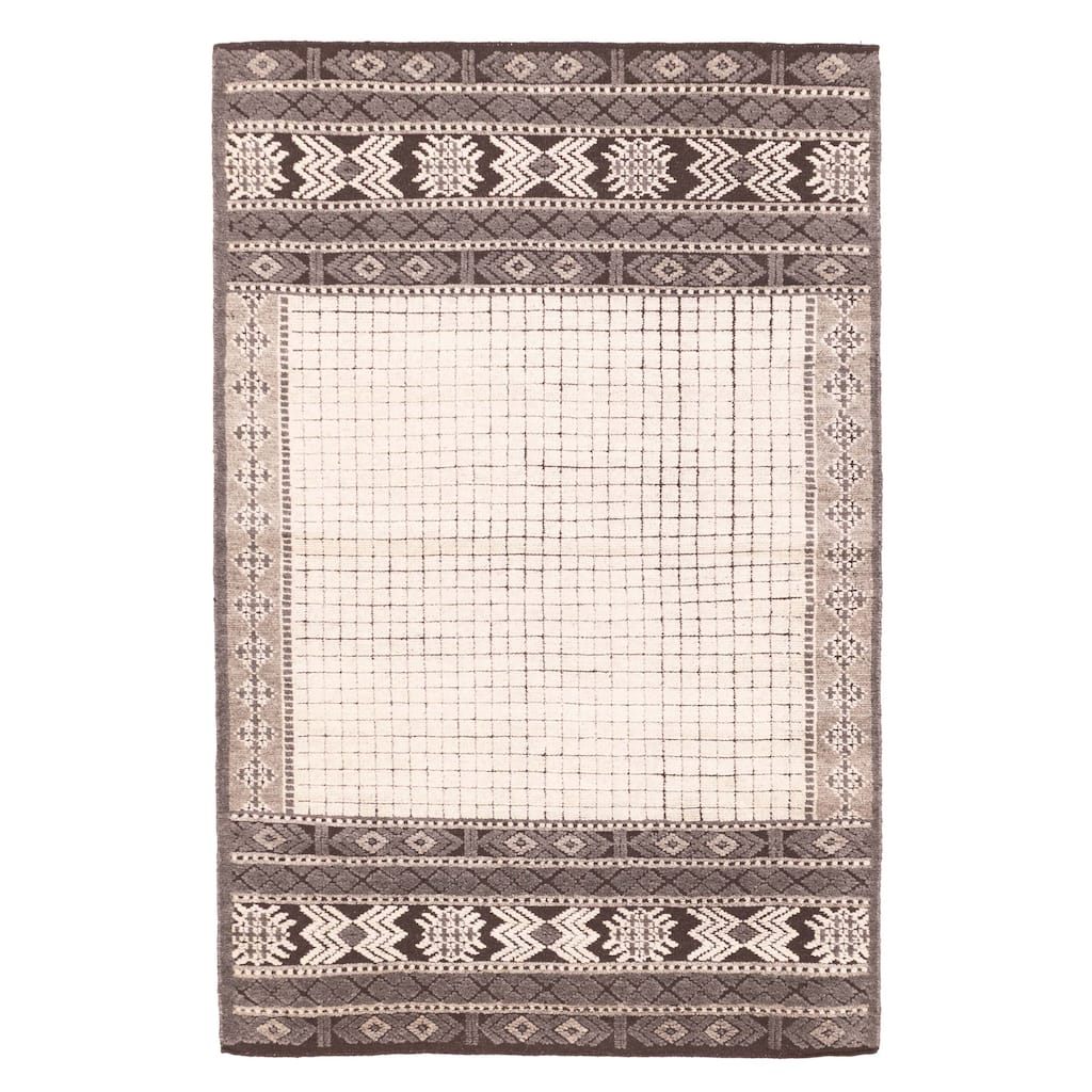 ECARPETGALLERY Hand-knotted Tangier Cream Wool Rug - 5'2 x 8'3