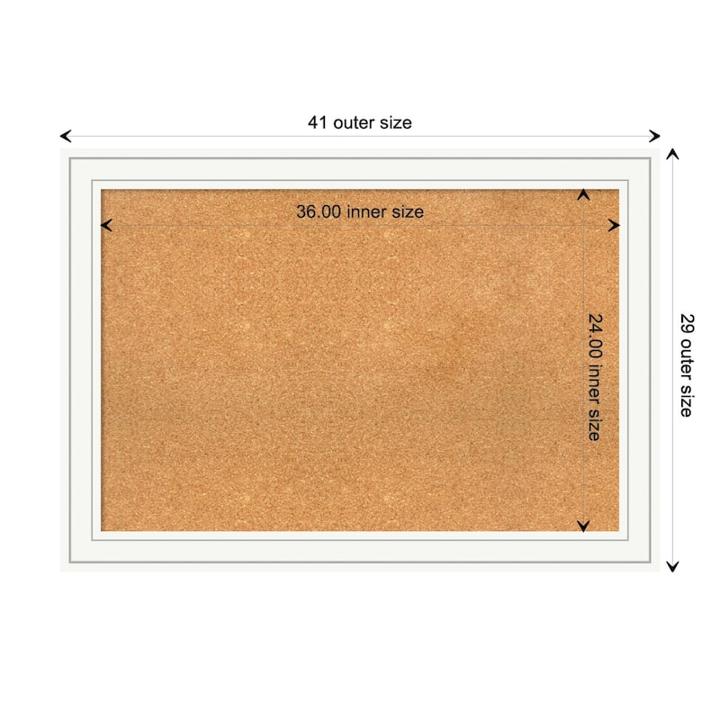 Craftsman White Wood Framed Natural Corkboard Bulletin Board - Board Size 36x24 - Board Size 36x24
