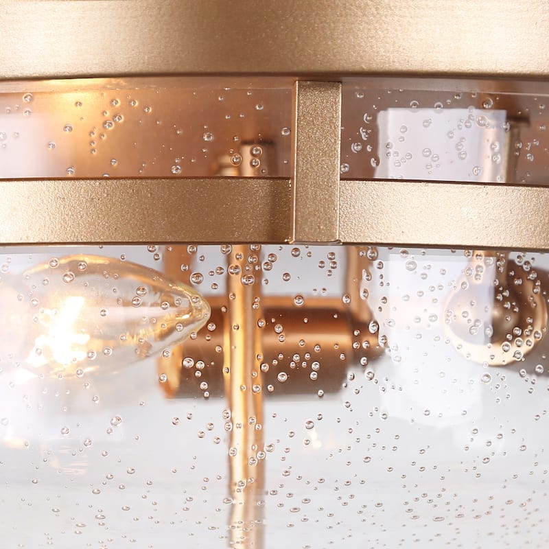 Zargla Modern 3-Light Seeded Glass Brass Gold Flush Mount Light - D13.5"x H6.5"