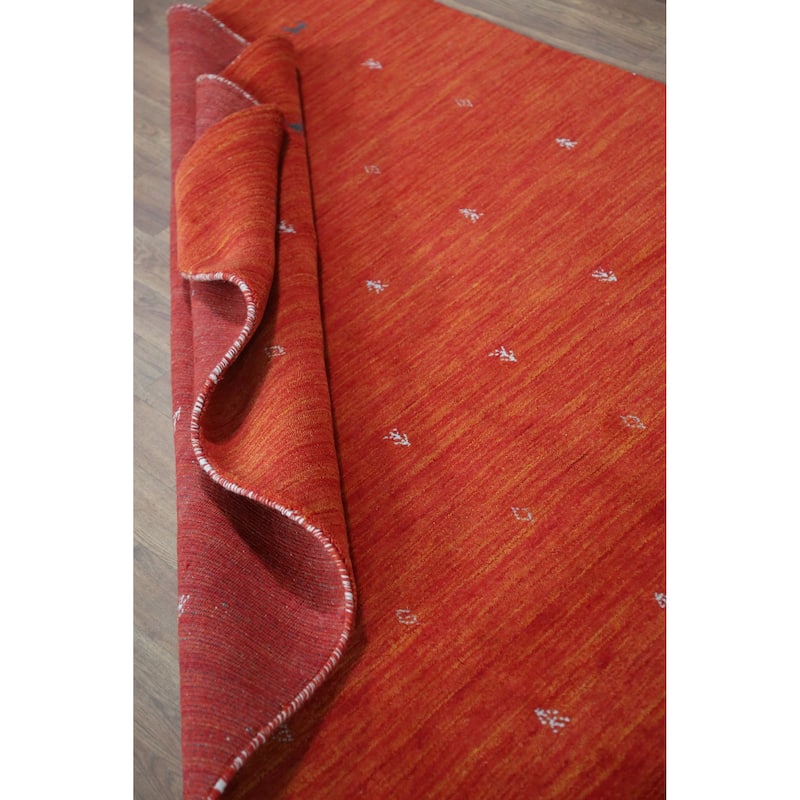Orange Tribal Gabbeh Indian Rug Handmade Orange Wool Carpet - 4'8" x 6'5"