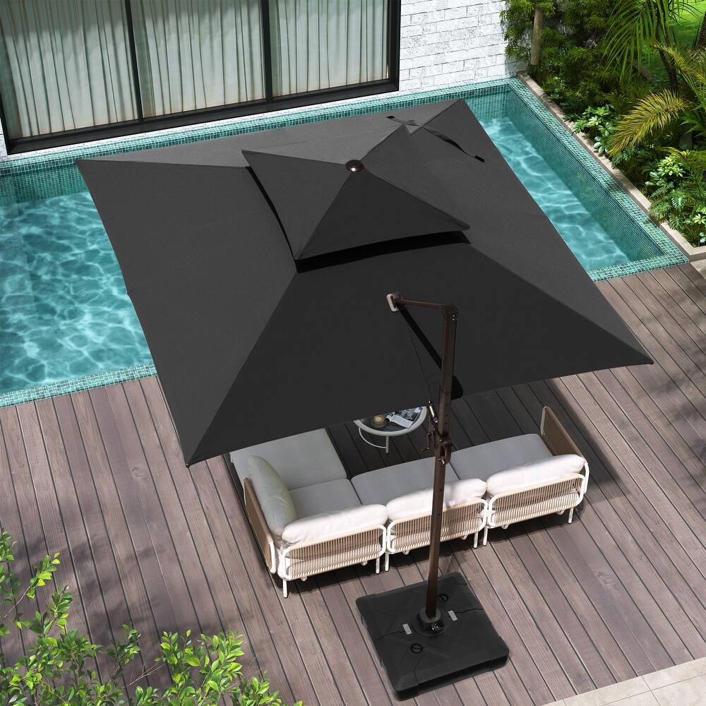 VredHom Outdoor Square Patio Cantilever Umbrella with Base Stand