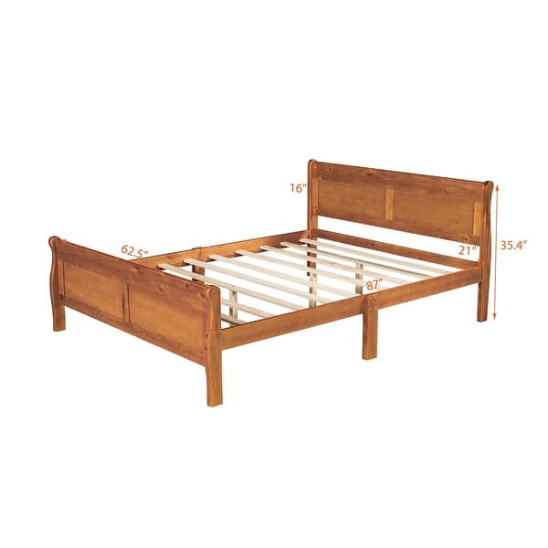 dimension image slide 3 of 4, Harper & Bright Designs Wood Twin Sleigh Bed with Headboard and Footboard