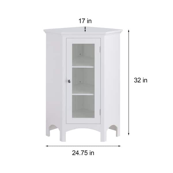Teamson Home Wooden Bathroom Corner Floor Glass Door White