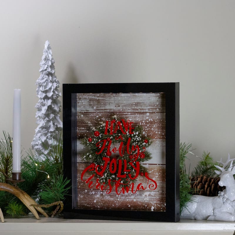 14" Black 3D "Have A Holly Jolly Christmas" LED Christmas Box Decor