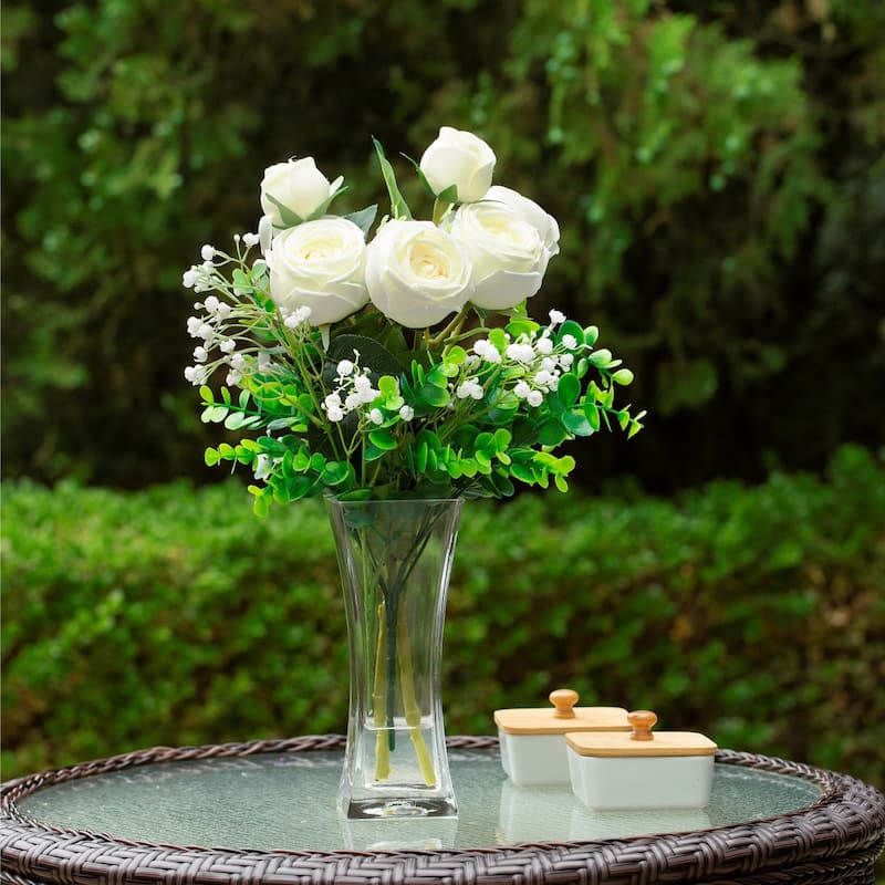 Mixed Artificial Rose Floral Arrangements in Vase Table Centerpieces ...