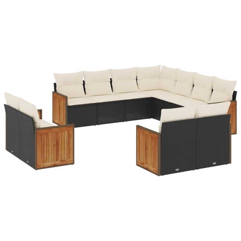 vidaXL Patio Sofa Set with Cushions Outdoor Conversation Furniture Poly Rattan