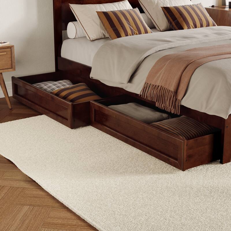 Aveline Wood Platform Bed with Matching Footboard & Storage Drawers