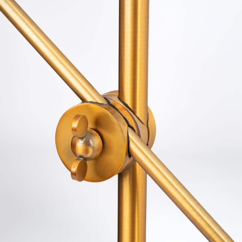 Gold Metal Lamp Base with Swing Arm Slip UNO Fitter In-Line Switch - 8.5” x 27” x 26” (D x W x H)