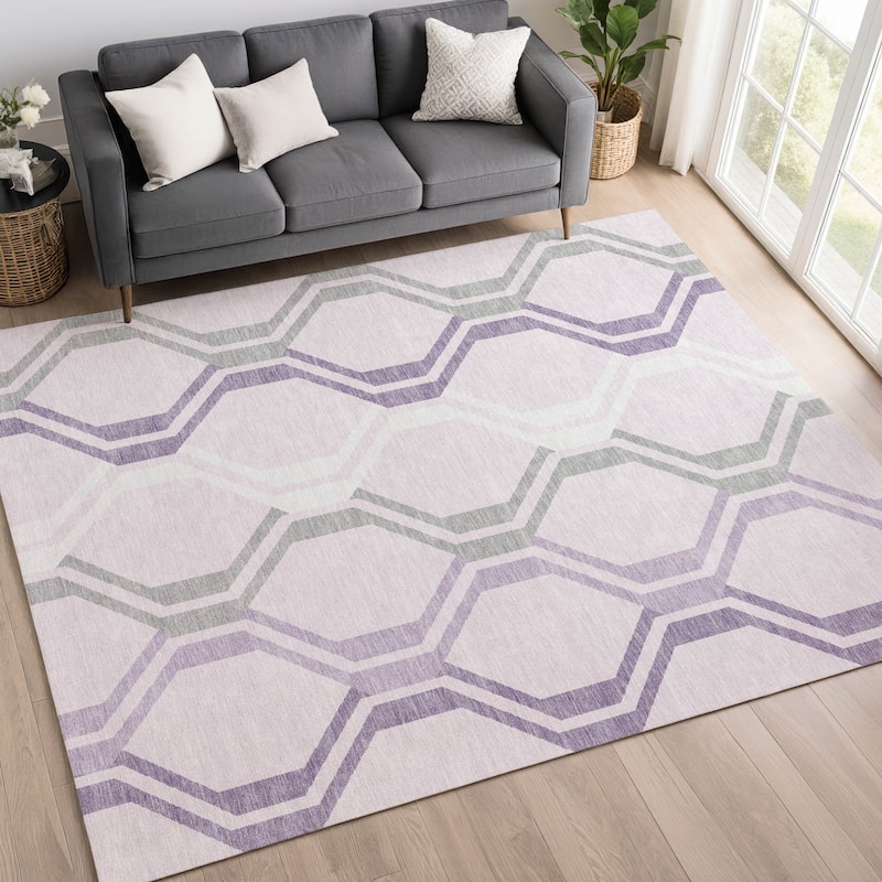Machine Washable Indoor/ Outdoor Contemporary Dimensions Chantille Rug