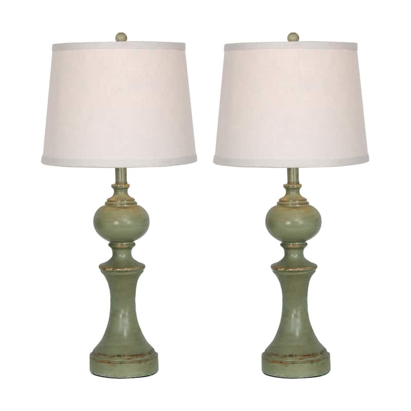 Farmhouse Table Lamps Retro Green Bedside Lamps Set of 2