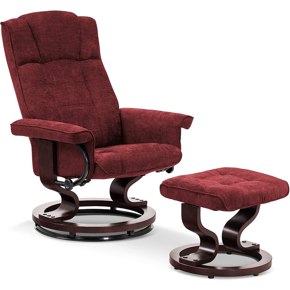 Burgundy chair sales and ottoman