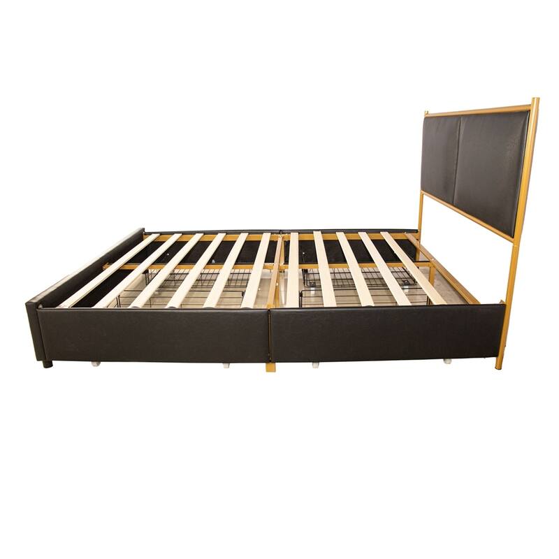 Classic Metal Platform bed with Four drawers