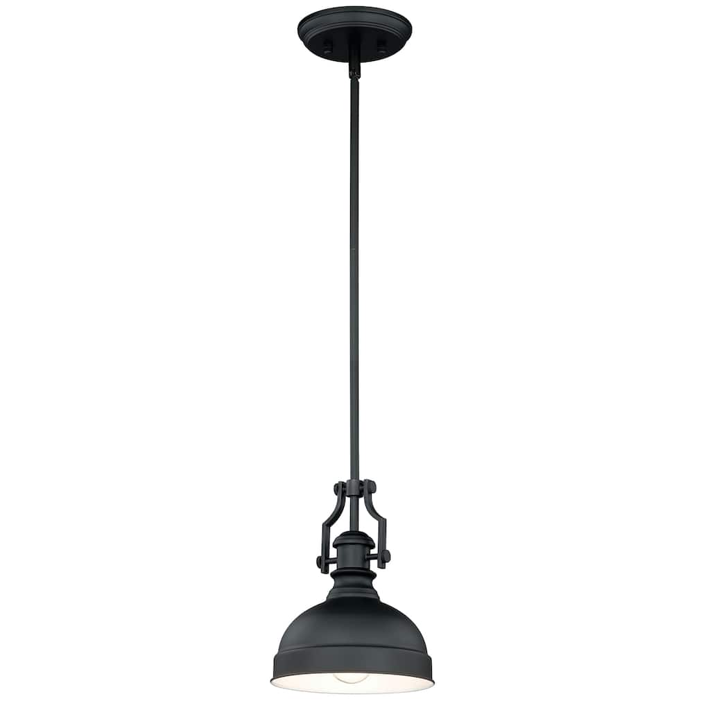 Keenan Bronze Farmhouse Barn Mini Pendant Ceiling Light - 8-in W x 16.25-in H x 8-in D