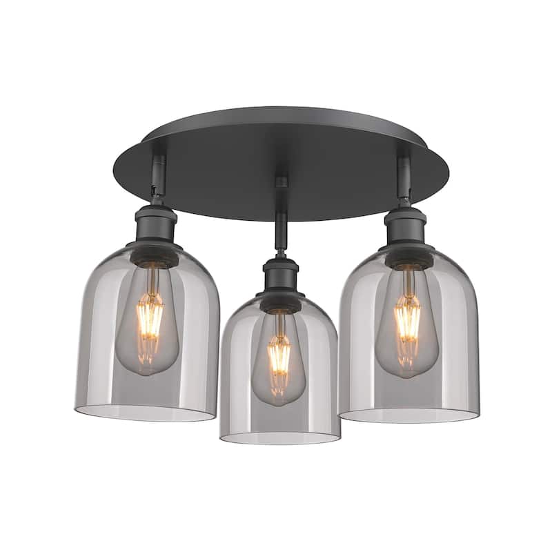 Innovations Lighting 516-3C-11-18 Bella Flush Bella 3 Light 18" Wide - Matte Black / Light Smoke