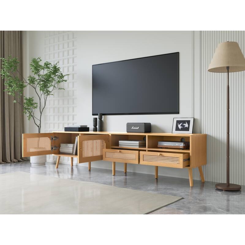 Boho TV Stand for TVs up to 80'' , Modern Farmhouse Media Console