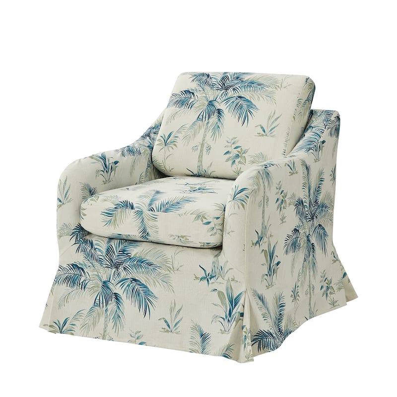 Alois Floral Slipcover Swivel Accent Chair with Removable Cushion by HULALA HOME