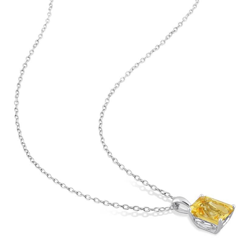 Miadora 7ct TGW Emerald-Cut and Octagon Citrine Set of Necklace and Earrings in Sterling Silver