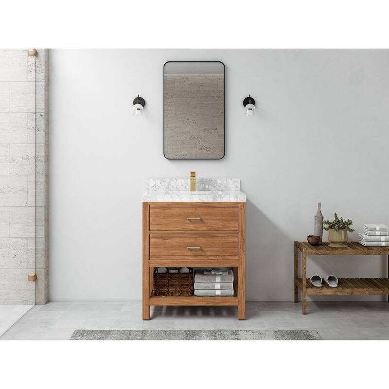 Willow Collections 30 in. W x 22 in. D Parker Solid Teak Single Sink Bathroom Vanity with Countertop