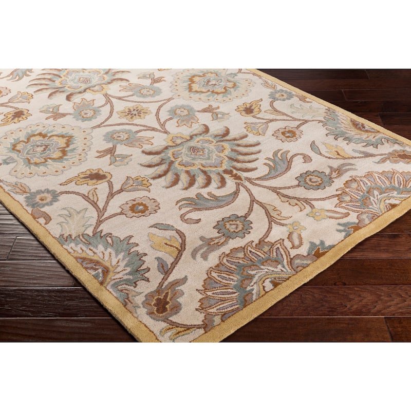 Hand-tufted Coliseum Beige Floral Wool Area Rug (8' x 11')