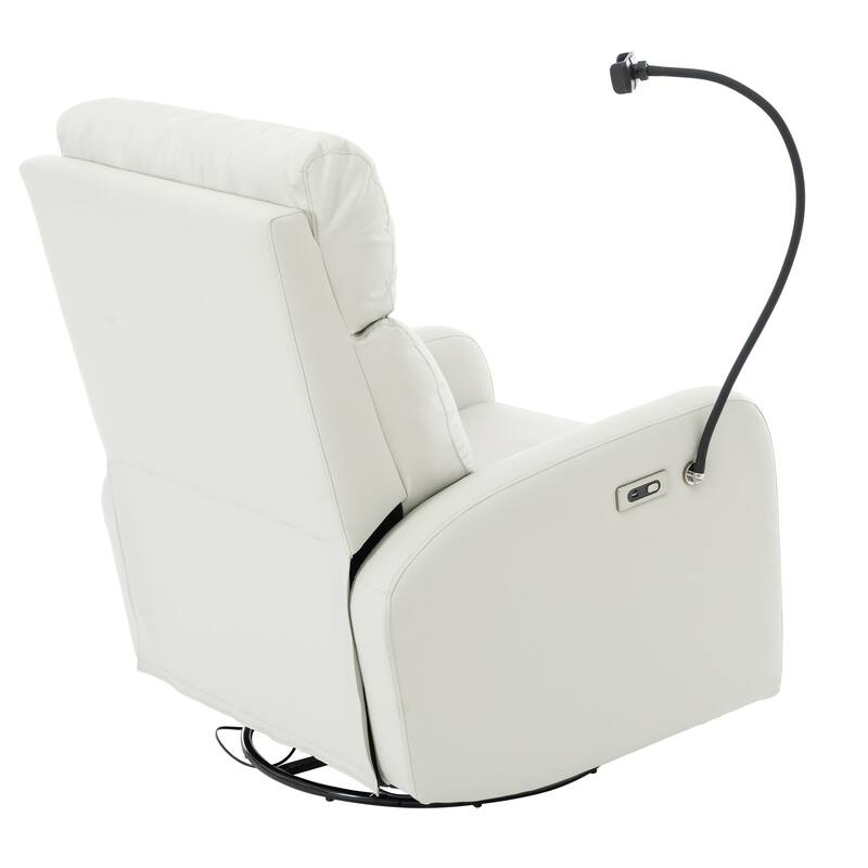 Grey Electric Power Recliner Chair with 270° Swivel, USB Ports and Adjustable Footrest for Living Room & Nursery