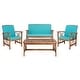 preview thumbnail 41 of 117, SAFAVIEH Fontana 4-piece Acacia Solid Wood Outdoor Conversation Patio Set
