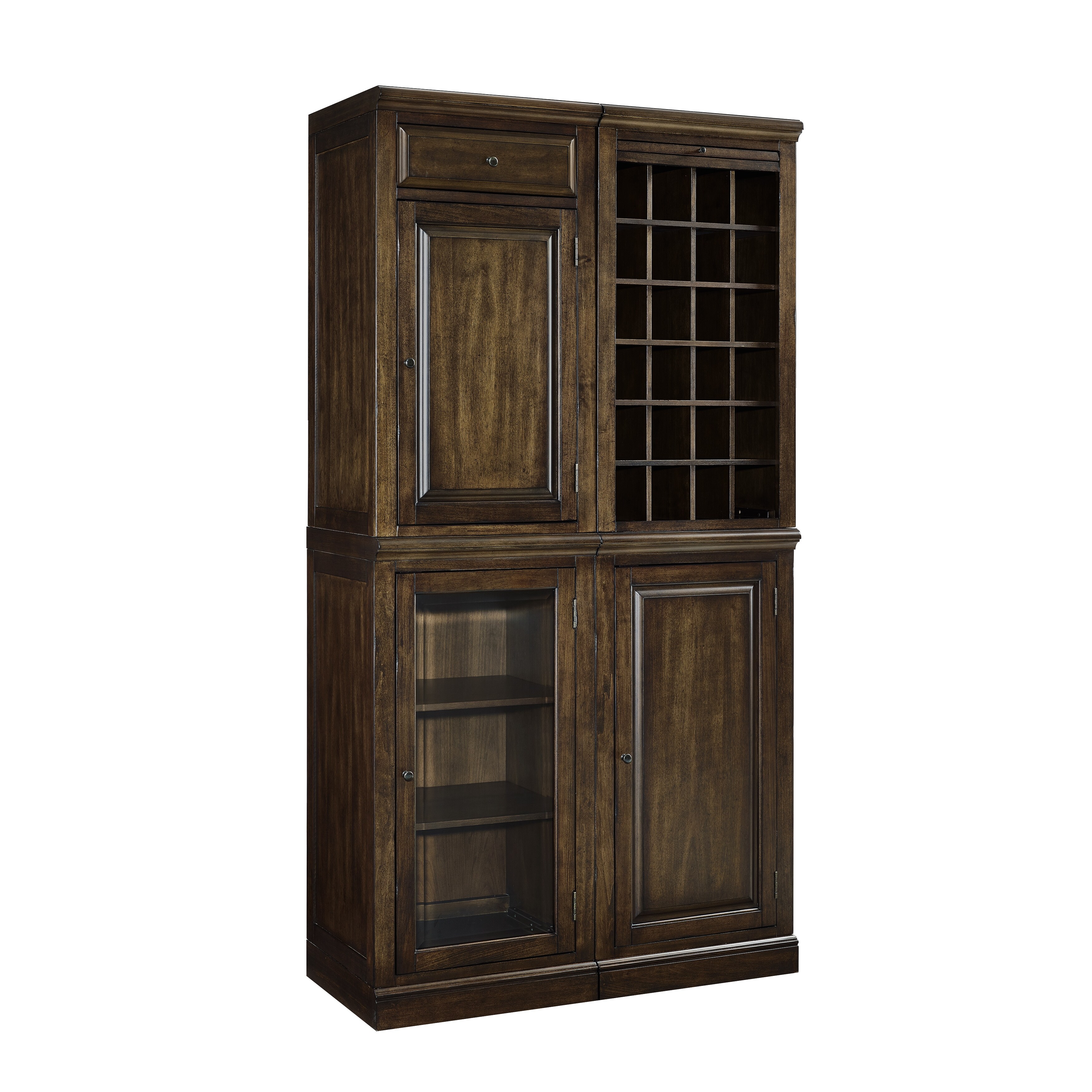 Shop 3 Door 1 Drawer Rich Cherry Finished Wood And Glass Wine Storage Cabinet Overstock 31507572
