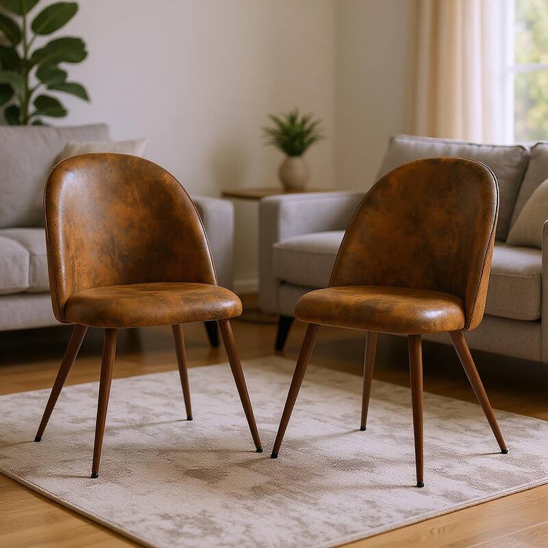 Homy Casa Fabric Office Chair with Metal-Walnut Legs, Modern - Brown