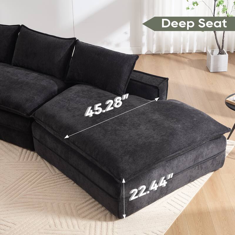 133 Inch Modular Sectional Sofa Polyester Fabric Right Facing Chaise for Living Room