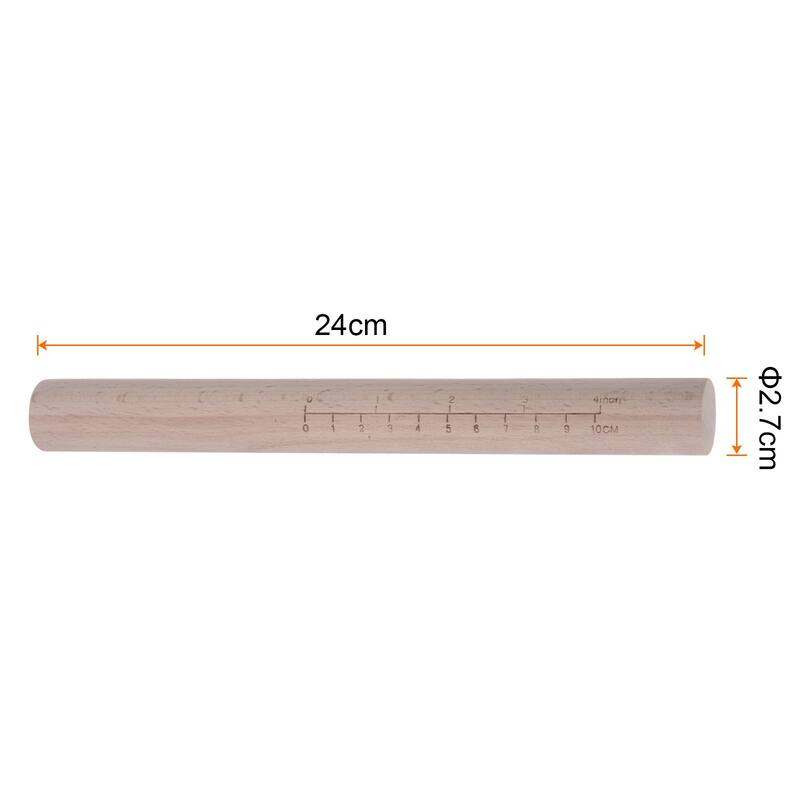 Rolling Pin Beech Wood Dough Roller Pins Cylindrical with Scale - 9.4 inch x 1.1 inch