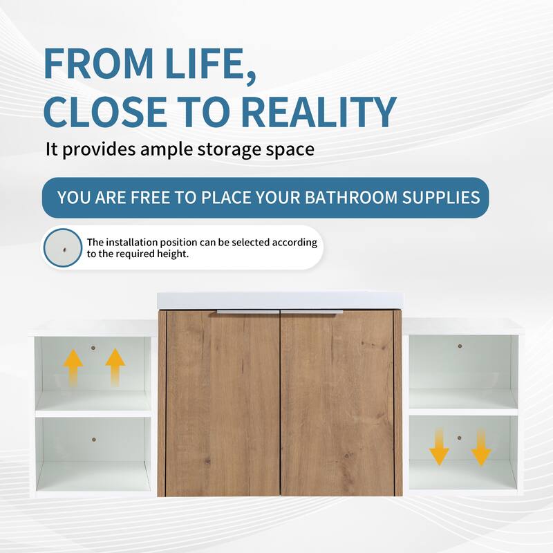 ARTCHIRLY 24/36/48/60/72/84 Inch Bathroom Vanity with Sink, Floating Bathroom Vanity with Soft Close Door and Shelf