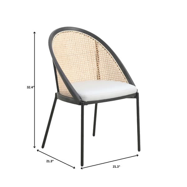 dimension image slide 2 of 5, Urbane Modern Stylish Dining Chair with Vinyl Fabric Seat and Wicker Back for Dining Room & Kitchen, Set of 4