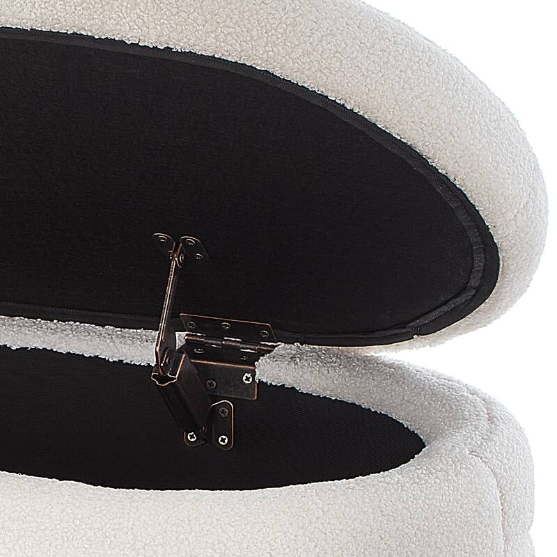 Oval Decorative Stool Lounge Stool Upholstered Seat, Exquisite Storage Bench Ottoman Bench with Safety Hinged Flap