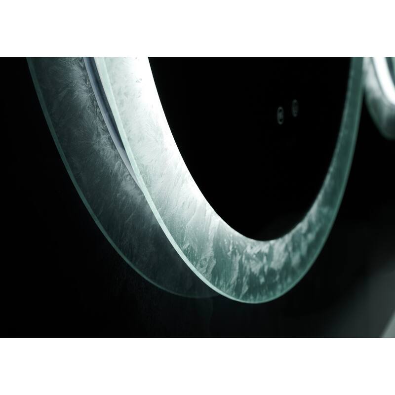 Frysta Round LED Frameless Bathroom Vanity Mirror with Dimmer and Defogger
