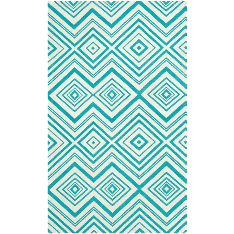 SAFAVIEH Handmade Cedar Brook Montje Modern Cotton Rug - 2'3" x 3'9" - Ivory/Light Teal