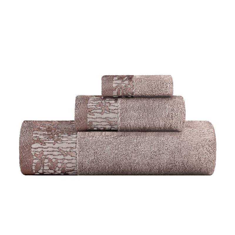 Superior Wisteria Cotton Floral Jacquard 3 Piece Bathroom Towel Set