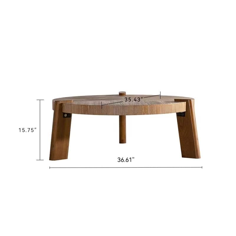 Natural Coffee Table Side Table with Wood Legs, Round Center Table Tea Table Sofa Table Decorative Table