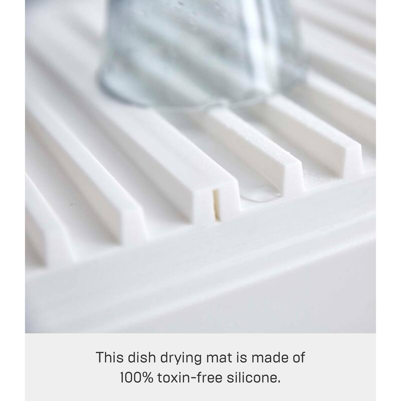 Yamazaki Home Folding Dish Drainer Mat and Trivet, Silicone, Collapsible - L 9.84 x W 15.94 x H 0.51 inches