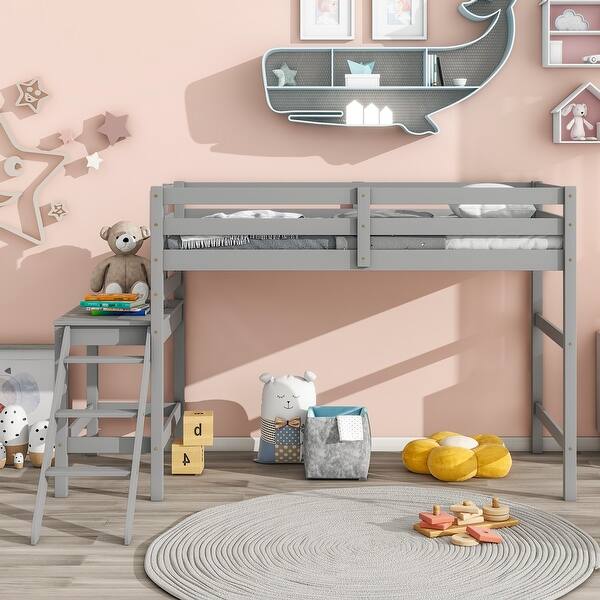 slide 2 of 13, Elevate Your Room with Our Twin Loft Bed Featuring a Versatile Platform Grey
