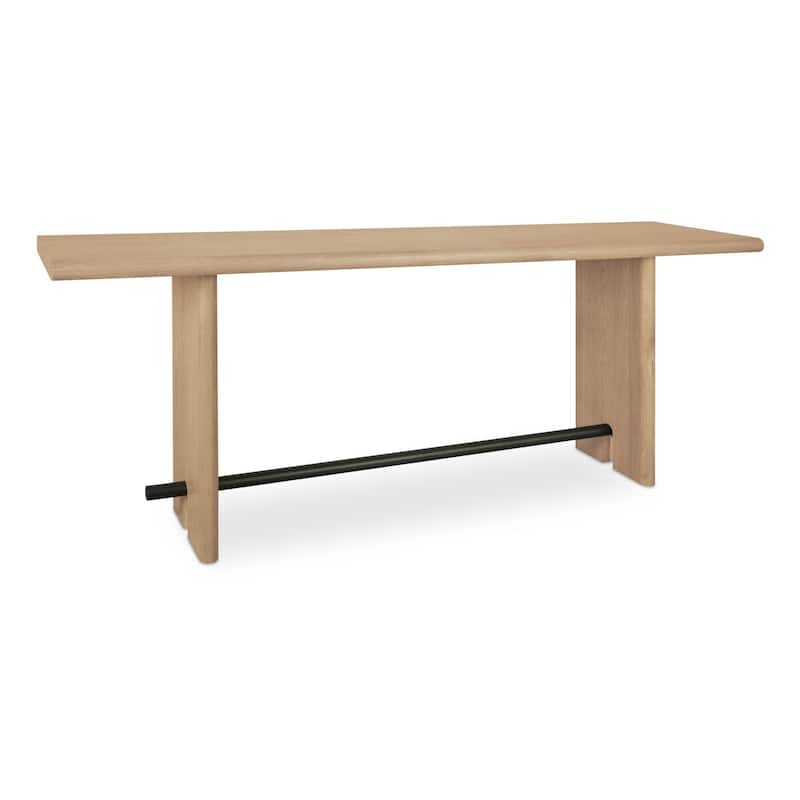NADAAL STUDIOS Thornefield Console Table, Bullnose Edge Oak with Metal Spreader Bar, Natural Finish