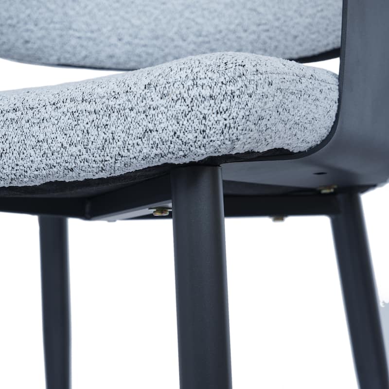Modern Upholstered Dining Chairs with Wing Back and Black Metal Tapered Legs (Set of 2) - N/A
